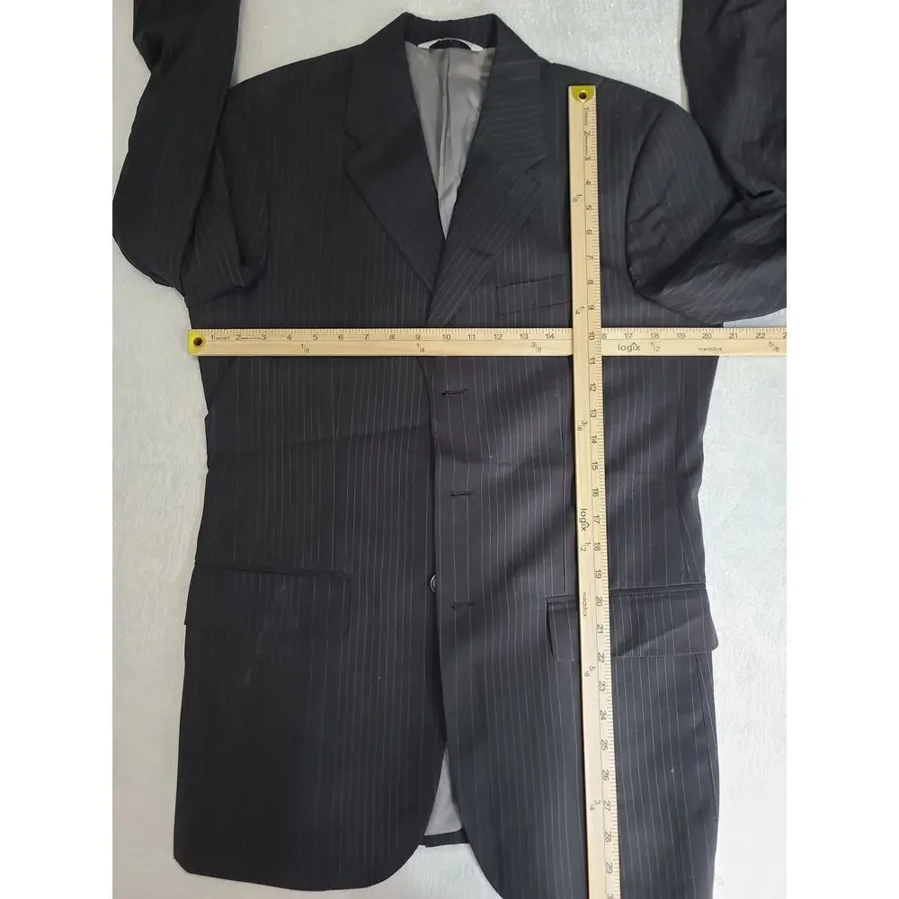 Perry Ellis Vintage Anniversay Collection pinstripe 3 button jacket Size 38 Blk